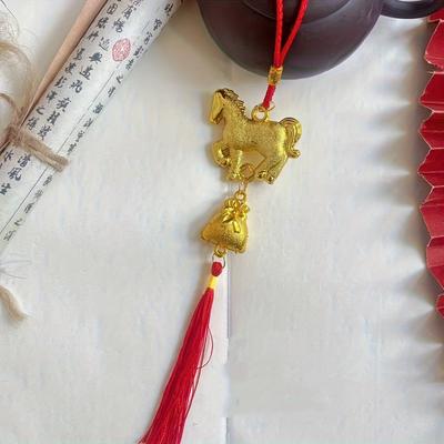 Zodiac Year of the Horse Pendant New Year Decoration Ornament Indoor and Outdoor Housewarming Green Plants Potted Plants Small Pendant