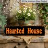 2D Flat 1pc of Vintage Gothic Haunted House Metal Sign - Large 15.7×3.94inch Horror Themed Distressed Font and Bold White Letters - Heavy-alumium