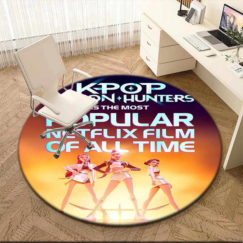 1pc K-Pop Supernatural Theme Round Carpet Painted Printed Circular Carpet, Home Door Mat, Outdoor Travel Protection Carpet