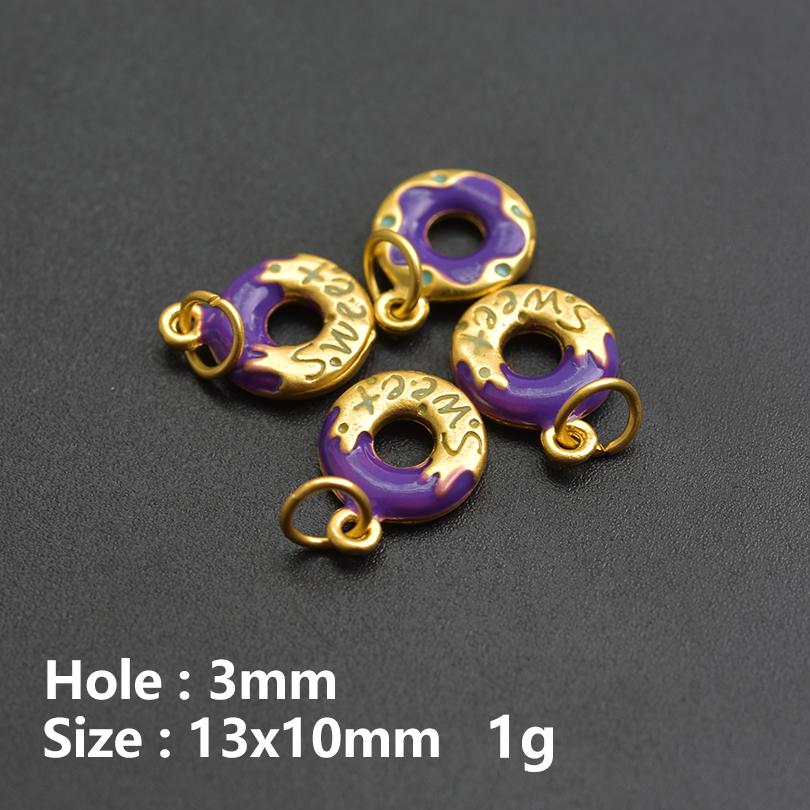

13pcs Wholesale Chinese Gold Color Enamel Charm 3D Sweetmeats Candy Doughnut Pendant Charms For Jewelry Making Bracelet Necklace