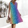 Plus Size V Neck Sleeveless Mountain Waterfall Among Bamboo Trees Print For Natural Summer Outfit