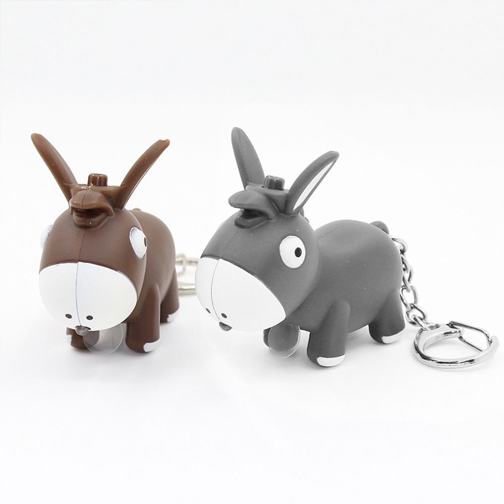 Lovely Donkey Shape Vocal Key Chain Key Ring Luminous LED Light