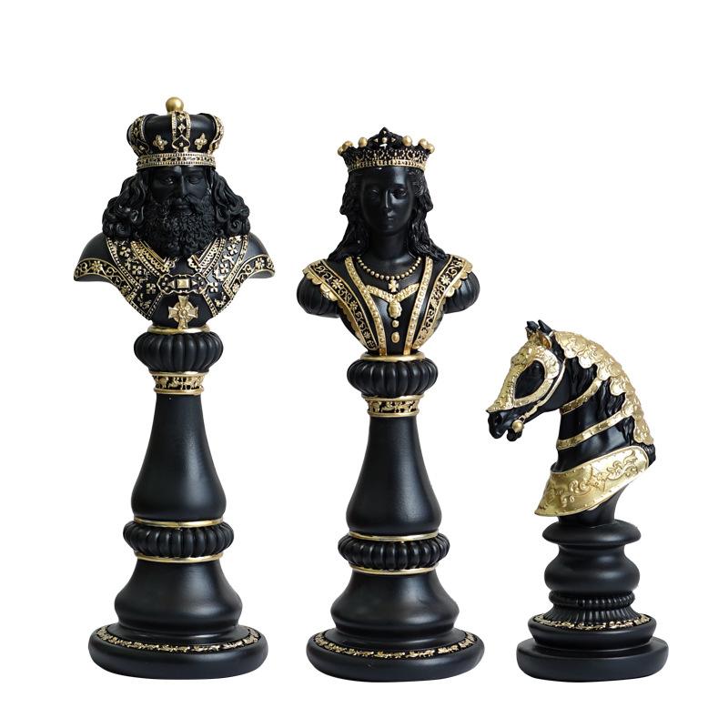 Chess Resin Ornaments Home King Queen War Horse Crafts Wine Cabinet Tabletop Creative Design Decorations Durable