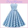 Abito Vintage in Cotone a Pois con Schiena Annodata e Design Off-the-Shoulder per Donna