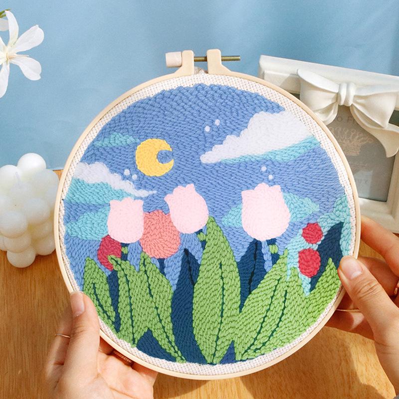 Russian Punch Needle DIY Kit: Handmade Wool Base for Fun Embroidery Projects