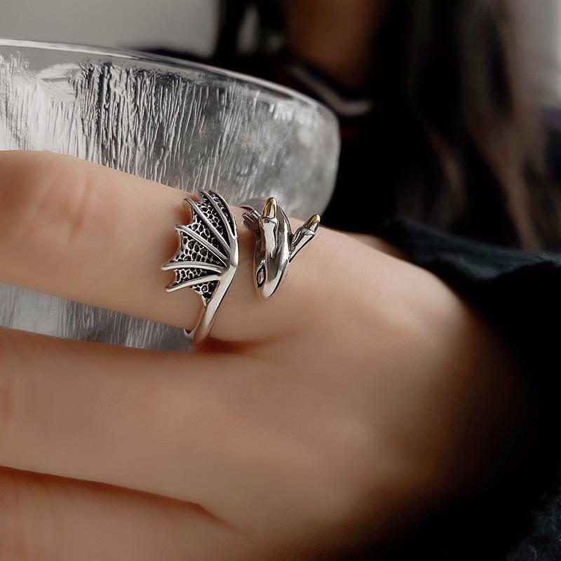 Unisex Retro Dragon Adjustable Ring – Distressed Punk Hip Hop Fashion Open Adjustable
