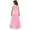 Robe de Soirée Satinée Fleurie pour Fille Sans Manches Corsage Froncé Taille Basse Asymétrique Robe Coupe A Ligne Fente Latérale pour Mariage Baptême