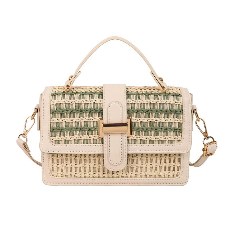 Woven flip straw bag niche women's shoulder messenger bag seaside resort wind hand-woven bag