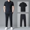 Summer Men's Sports and Leisure Suit Short-sleeved Trousers Home Ice Silk 2-piece Suit