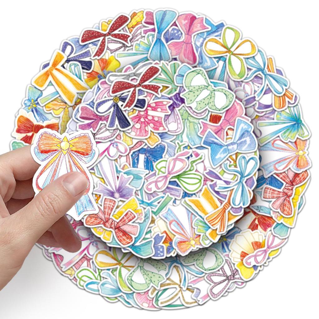 50 Creative Bow Cartoon Stickers for Phone Cases and Journals