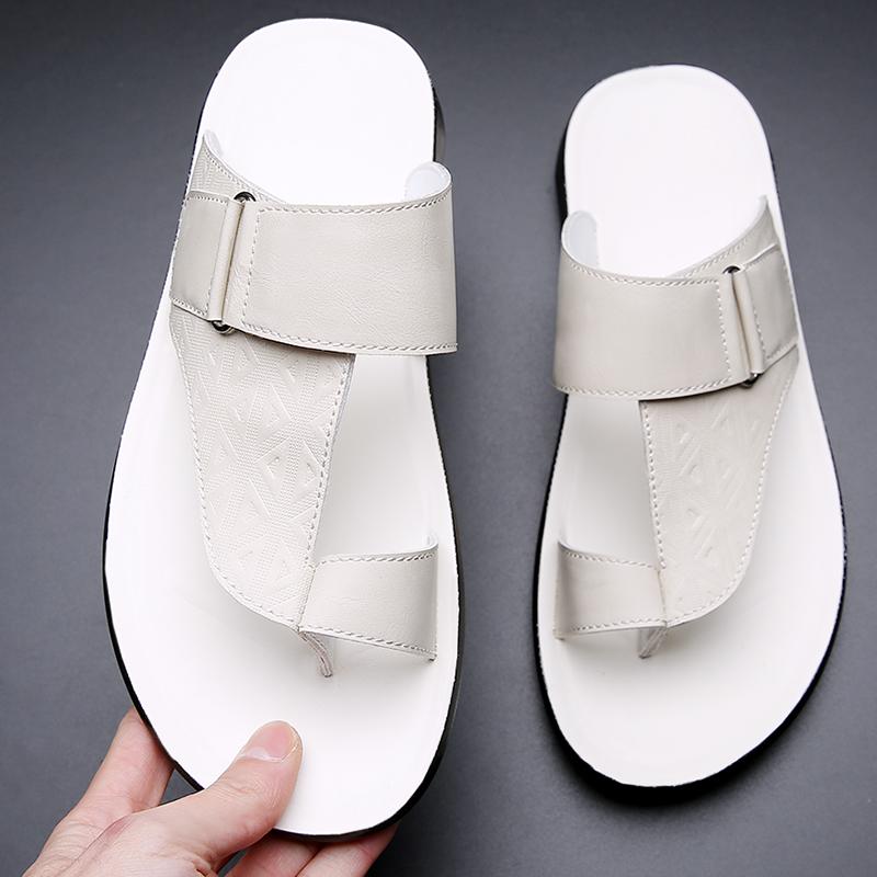 Fashion High Quality Summer Mens Casual Leather Slippers New Outdoor Walking Slippers Fashion Soft Bottom Casual Beach Antiskid Slippers