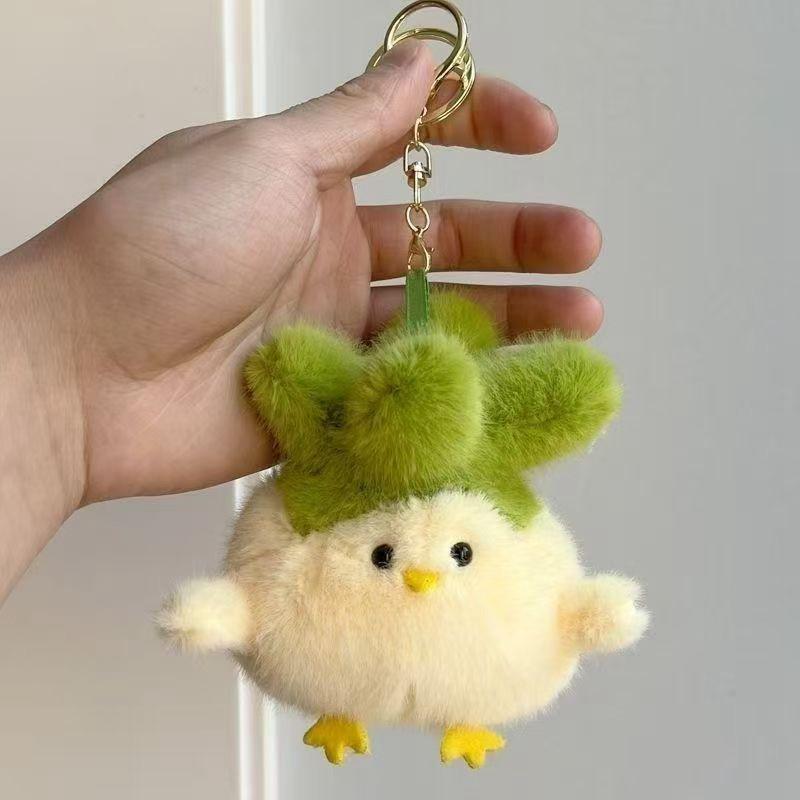Bird Plush Garlic Toy Chicken Funny Girl Backpack Decoration Keychain Pendant
