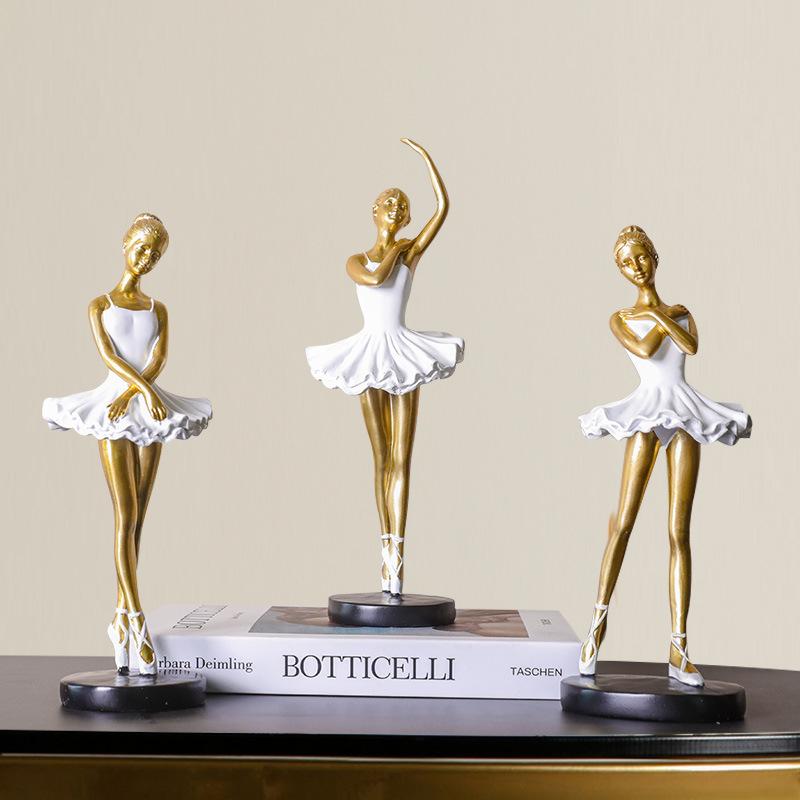 Ballet Girl Ornament Resin Handicraft Affordable Luxury Golden Silvery Desktop Living Room Ornament Modern Creativity For Gift