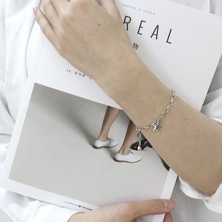 Náramek a náramek z 925 mincovního stříbra s vintage hvězdicovým korálkem pro ženy, svatební party šperk, dárek Jlfjdla