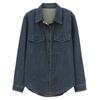Women's European Style Denim Shirt Jacket, Spring/Autumn 2024, Plus Size, Loose Fit, Mid-Aged Mom Top.