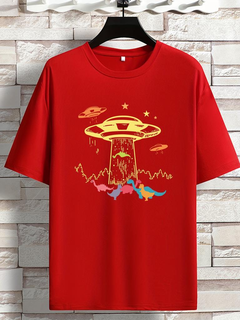 Unisexs Vintage Alien And Ufo Print Graphic Prints T Shirt Summer Oversize Tee Unisex Streetwear Novelty Harajuku Comfortable Top