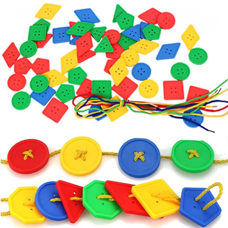 Threaded Geometry Building Blocks Toy Montessori Educational Toy for Children Threading Buttons Teaching Aids Brain-training TMZ
