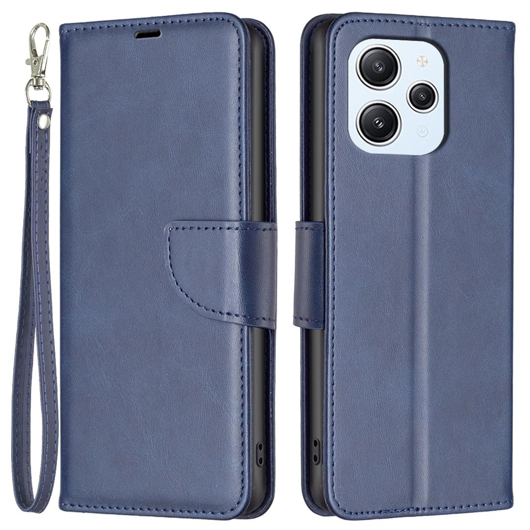 

Wallet Phone Case for Xiaomi Redmi 12 4G,Stand Shell Solid Color Textured PU Leather Cover Blue