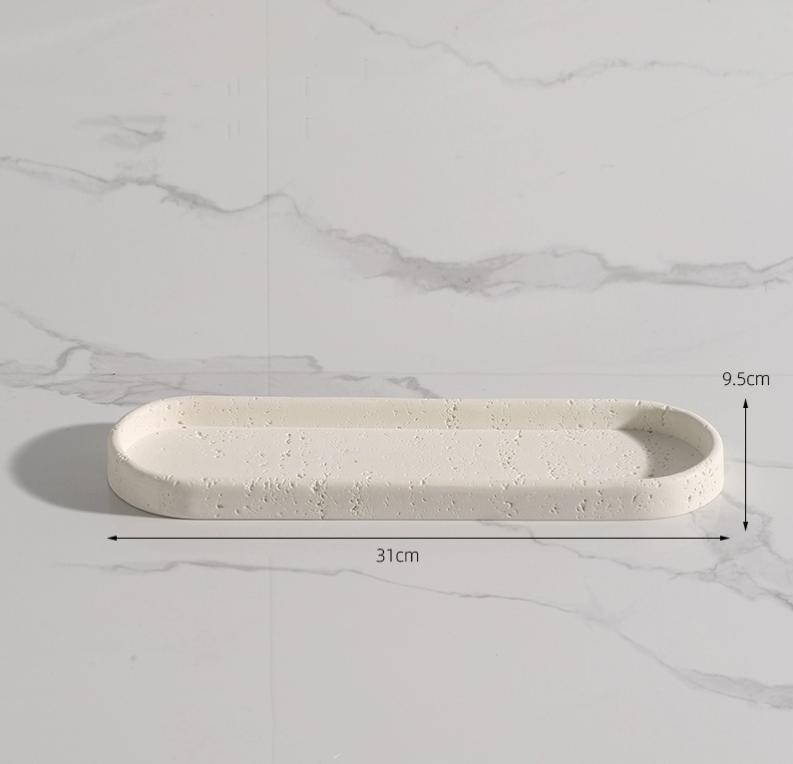 Rice White Hole Limestone Aromatherapy Diffusion Tray, Jewelry Tray, Bathroom Decoration, Dressing Table Tray, Natural Marble