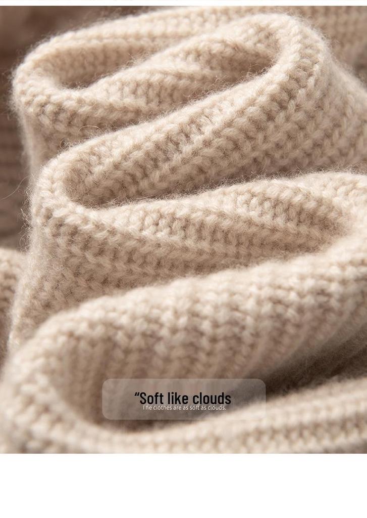 Elegant Cashmere Cable Knit Cardigan: Women's Half-High Collar Zipper Wool Coat for Autumn/Winter 2026.