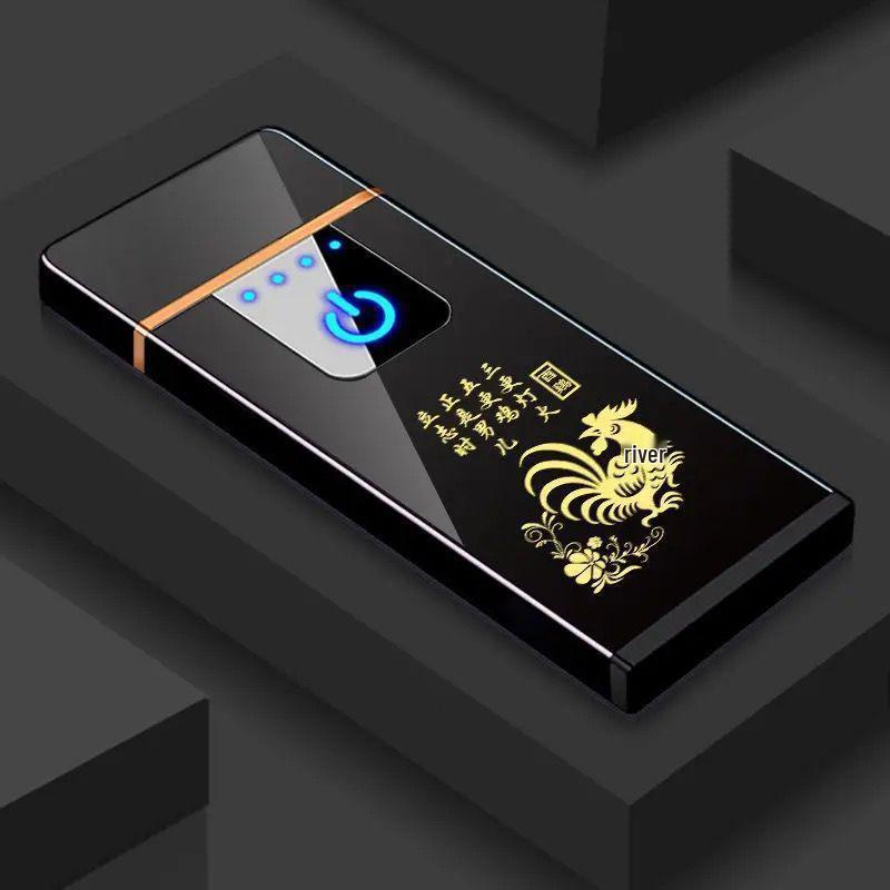 Rechargeable Windproof Flip Lighter – High-Power Black Technology for Men