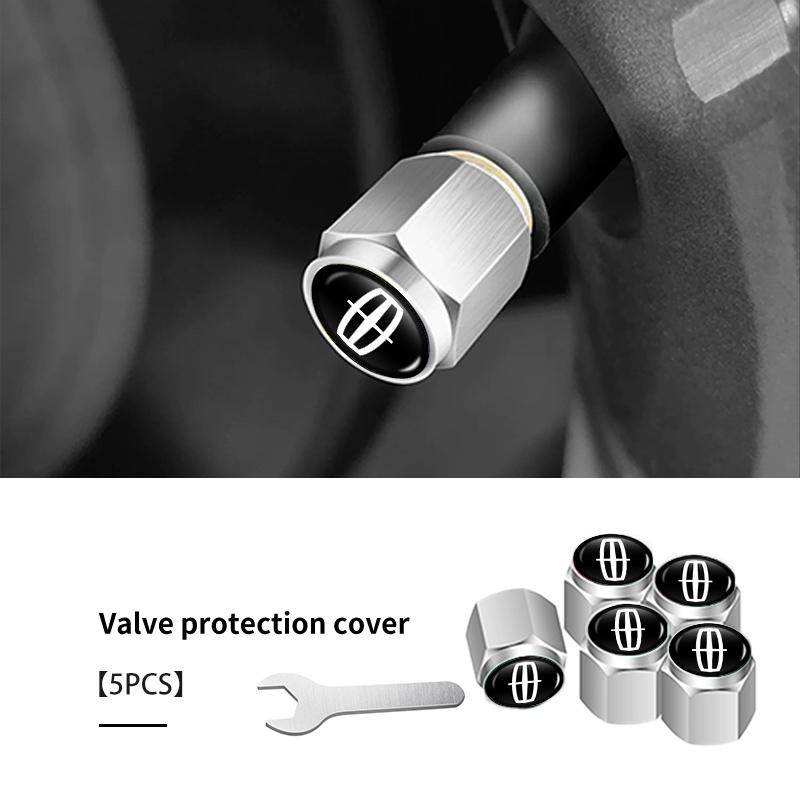 5ps Car Wheel Tyre Valve Protection Cover Alloy Dust Proof Cap For Lincoln Mondeo MKZ MKX Aviator Navigator Continental Corsair gyu7