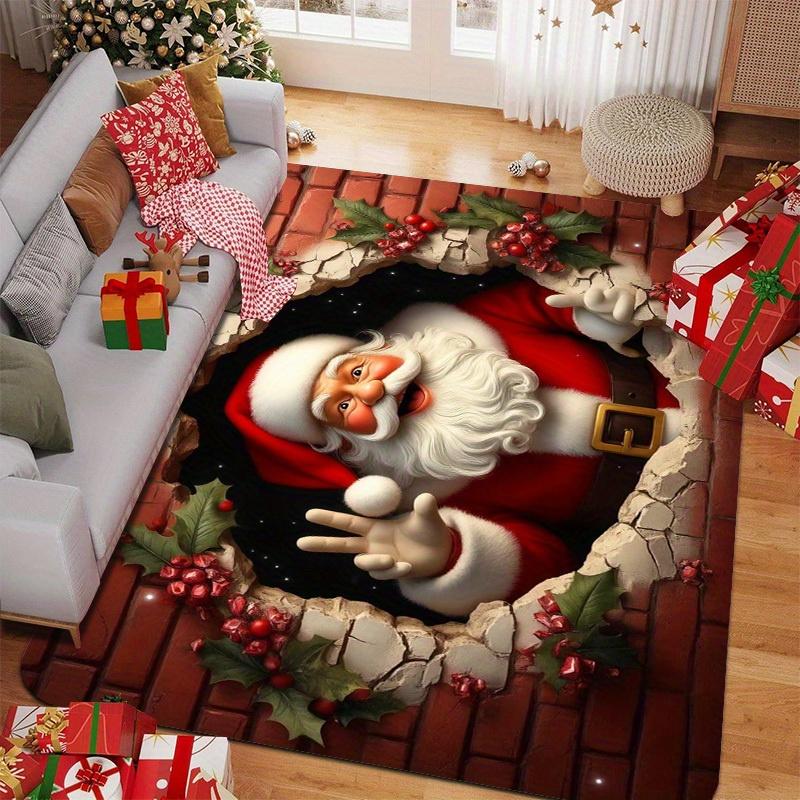 Santa Claus Breaking Through Wall Doormat Non Slip Washable Rug For Outdoor Entrance Kitchen Living Room Bedroom Decor