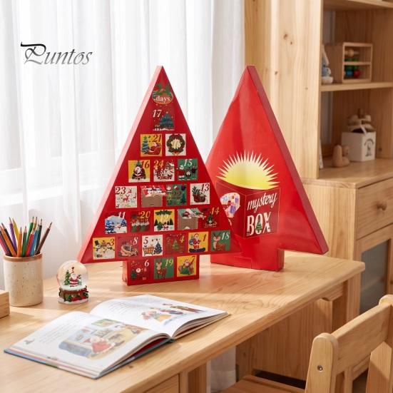 Cardboard Christmas Ornament Box Tree Advent Calendar Box, DIY Surprising Shaped Paper Hole Punch Party Favor Storage Gift Fillable Countdown