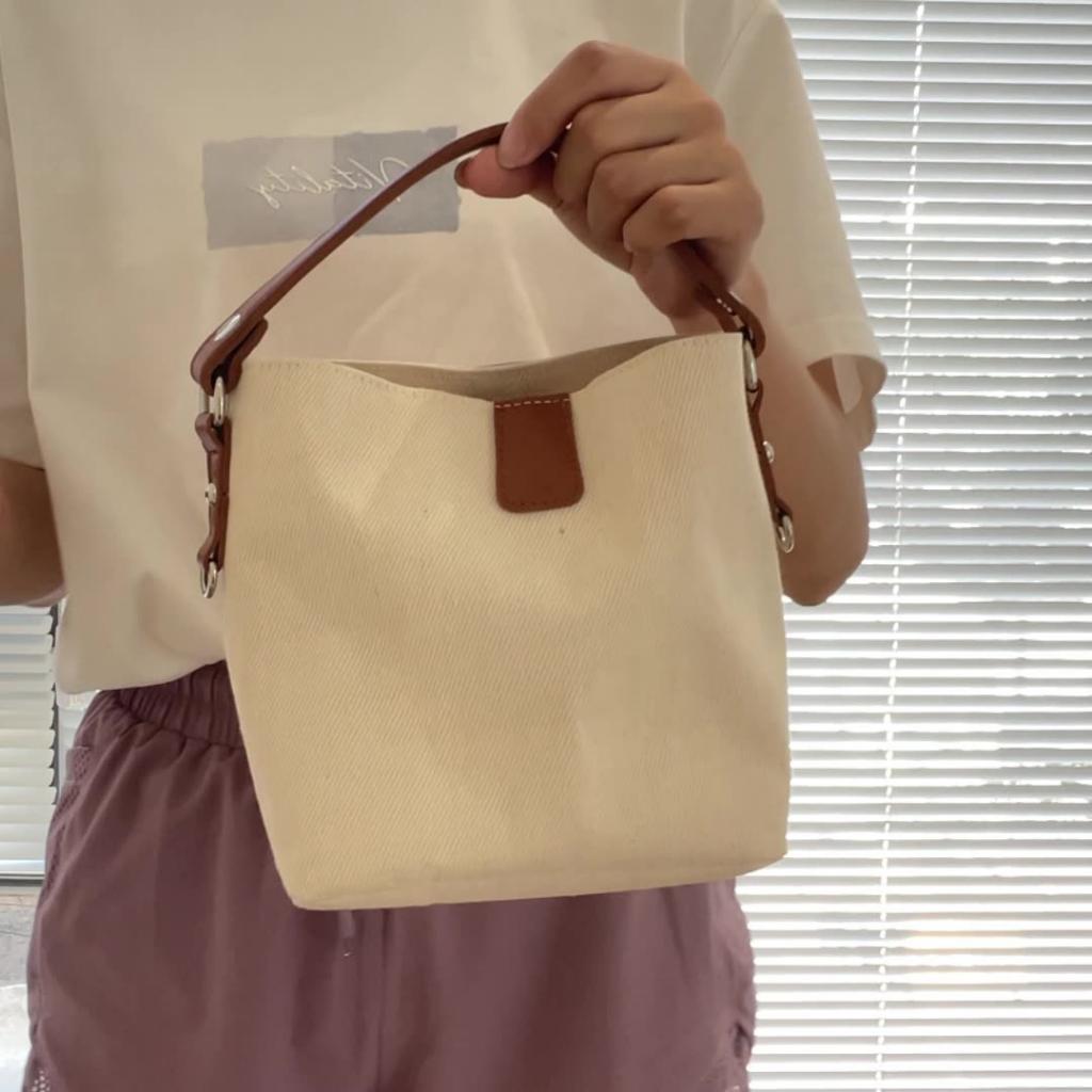 IELGY Ladies Bucket Messenger Bag Simple Atmospheric Canvas