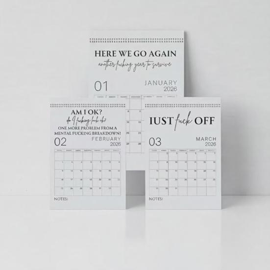 2026 Wandkalender Ein Jahr ungefilterten Badass-Designs Heim-Büro-Schreibtischkalender Funktionelles Layout Kalender