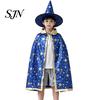 Mantello da Mago a Stelle per Bambini con Cappello per Ragazzi e Ragazze, Strega di Halloween Comodo Vestito Largo Costume di Scena Party Cosplay,