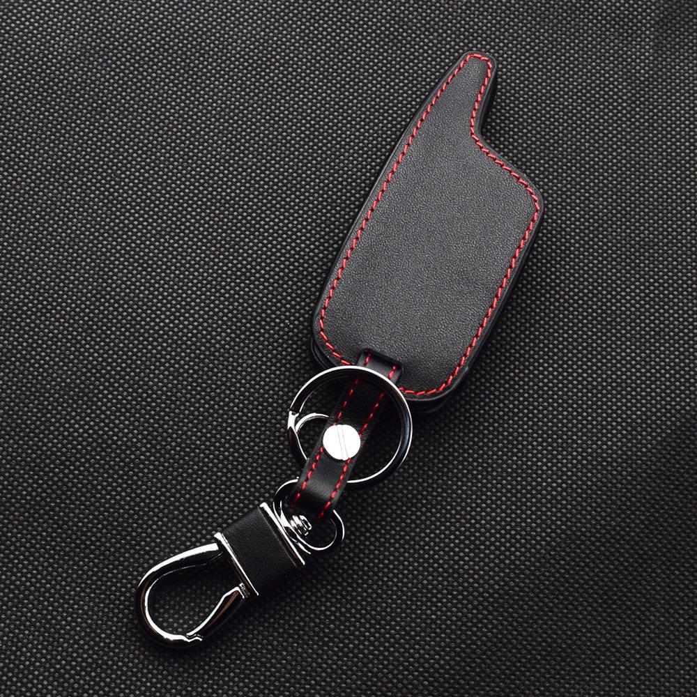 Leather Car Key Cover Bag For Scher-Khan Logicar 1/2/3/4/3i/4i/5i/6i Two Way Car Alarm System LCD Remote Control Fobs Shell Protector Case
