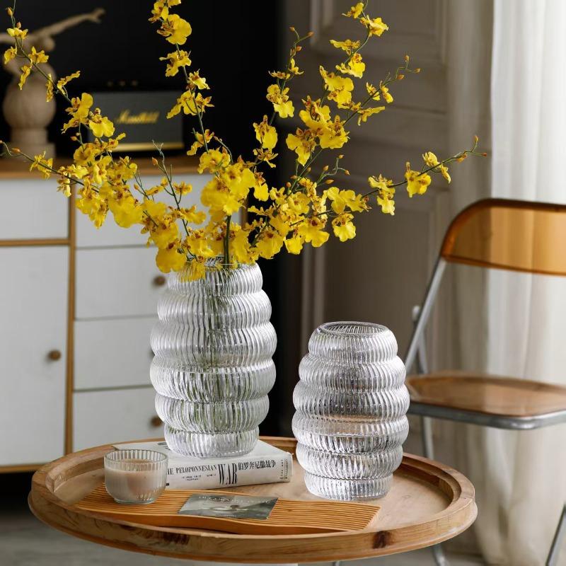 Creative Gray Transparent Glass Vase Hydroponic Flower Desktop Decoration Donut Shaped Flower Vase Handicrafts Home Decoration
