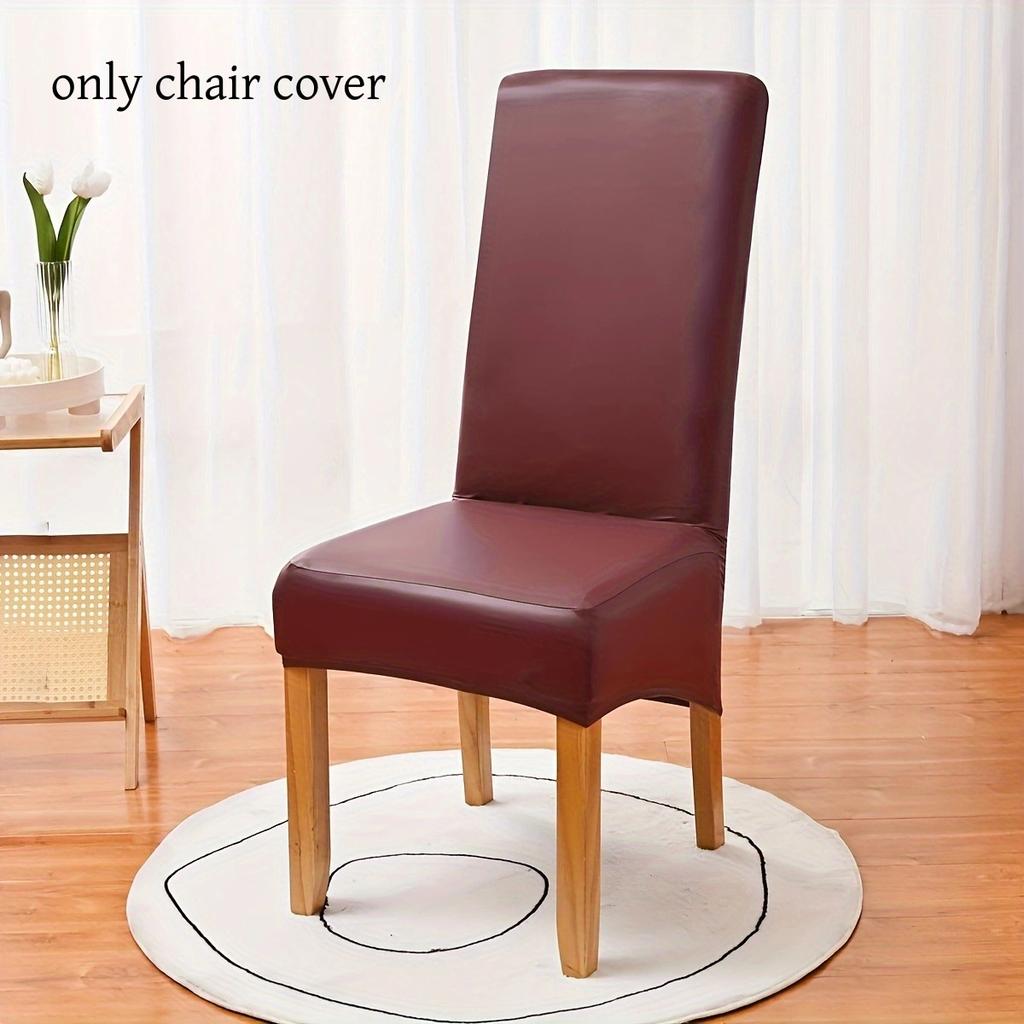 1PC Elastic PU Waterproof High Back Chair Covers New Solid Color Universal Thickened XL Chair Cover for Home Hotel Dining