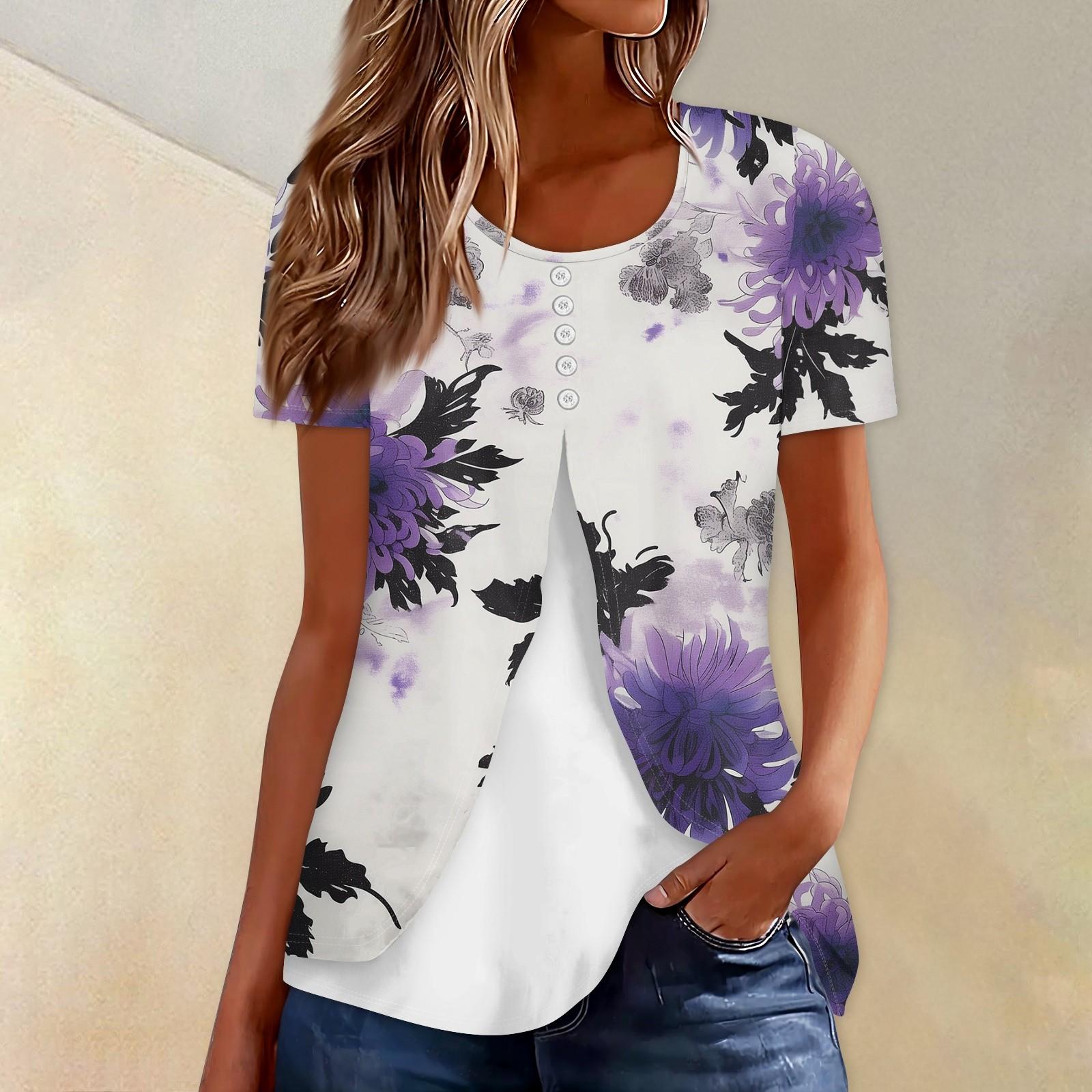 Женская летняя футболка с цветочным принтом — фото 5
