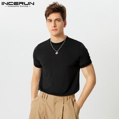 Summer Men Short SleeveT-Shirts Knitted Rib Tops