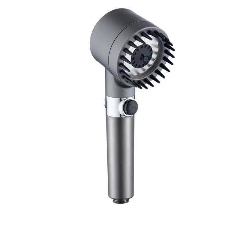 Modern Supercharged Three-Speed Massage Shower Head Universal Interface for Bathing & Bathing Water-Stop Application (as the picture,Stainless Steel)