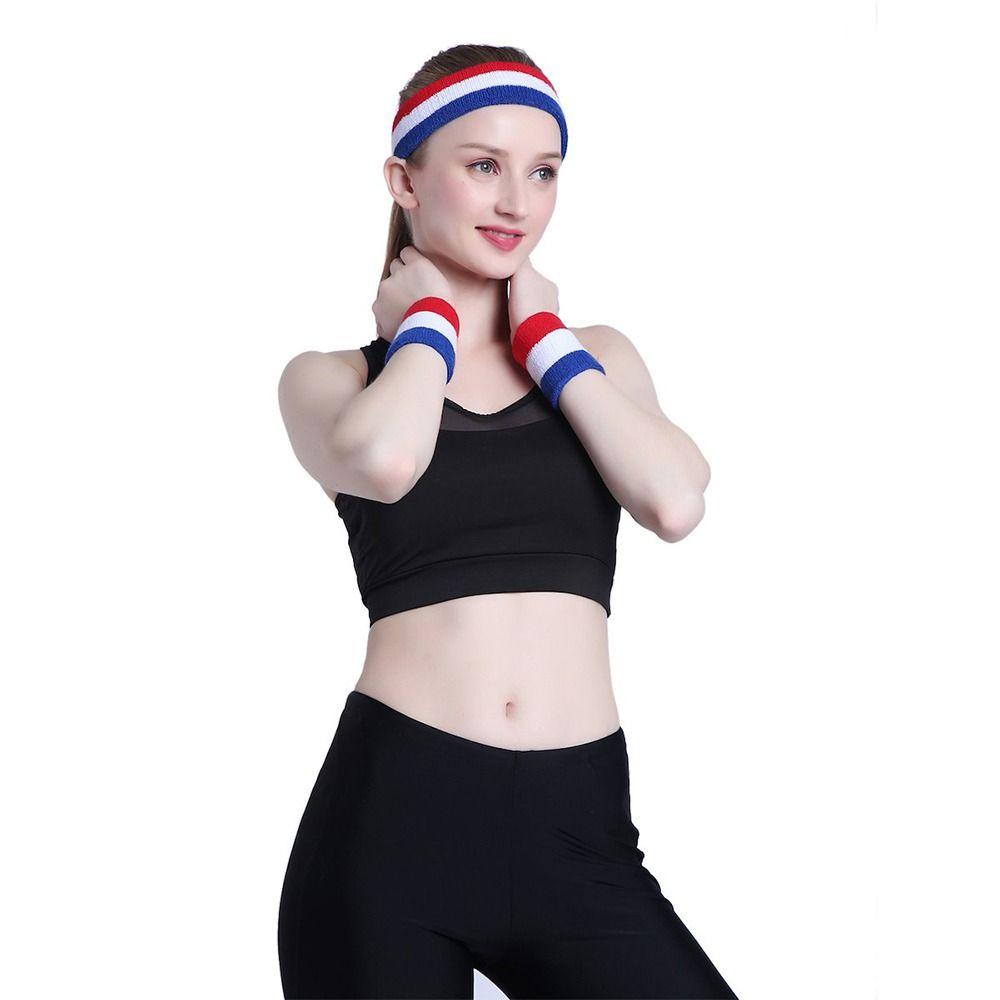 3Pcs/Set Elastic Sport Wristbands Head Sweat Sweatband Running Yoga Hair Bands  Men Women