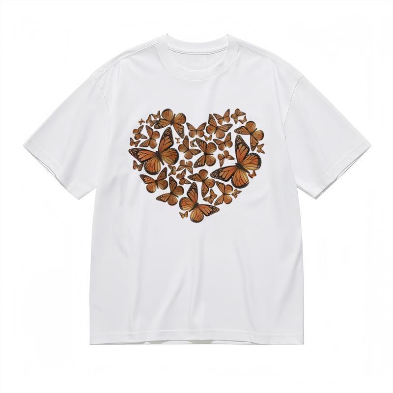 Men's Comfortable Breathable Classic T-Shirt Romantic Butterfly Graphic Tee