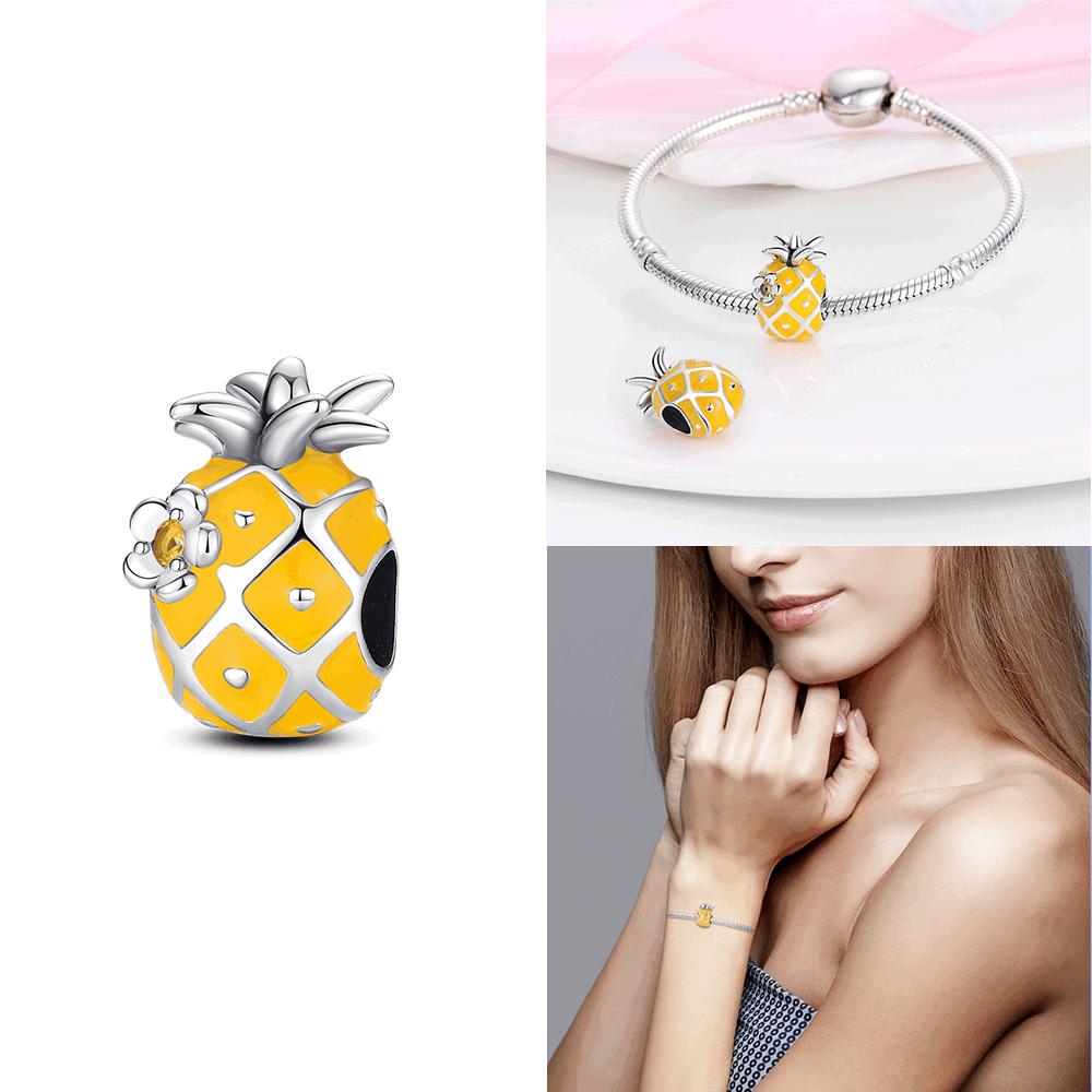 Strawberry Cherry Apple Avocado Fruit Charms Pendants Bead Fit Diybracelet Originalcopper Birthday Jewelry Fine Gift