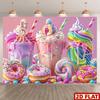 2D Plane Vibrant Candy Drink Party Background Fabric Living Room Decoration Polyester Fiber
