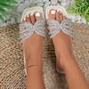 Fashion 2025 Women Rhinestone Slippers Luxury Flat Square Heel Sandals Fashion Non-Slip Beach Shoes Summer Outdoor Slippers Slides Women