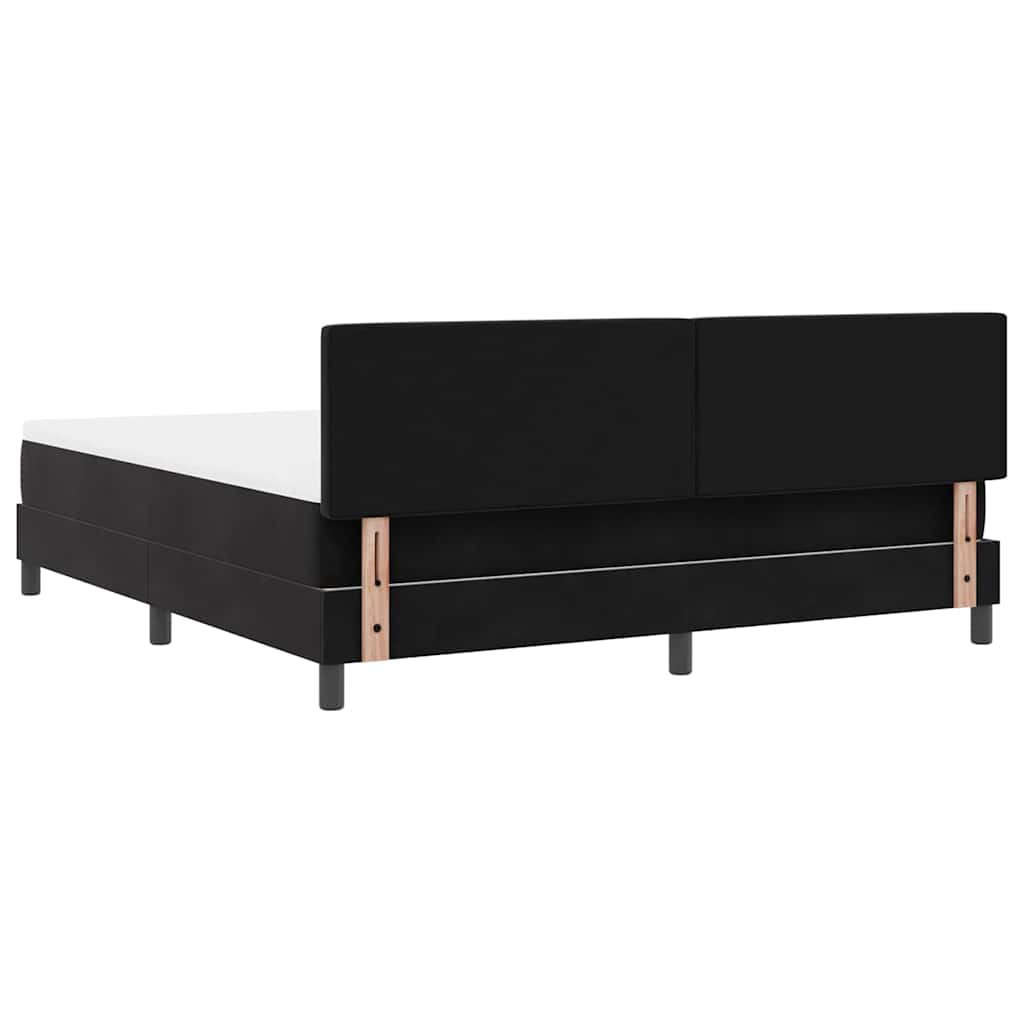 LED Box Spring Bed with Mattress Black 180 x 200 cm Velvet