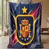 Spain Football Printed Flannel Blanket Skin Friendly Warm Decorative Throw for Indoor Couch Bed Daily Use