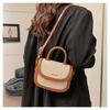 Borsa a sella portatile con texture premium da donna, nuova borsa a tracolla messenger retrò alla moda con inserti a contrasto di colore