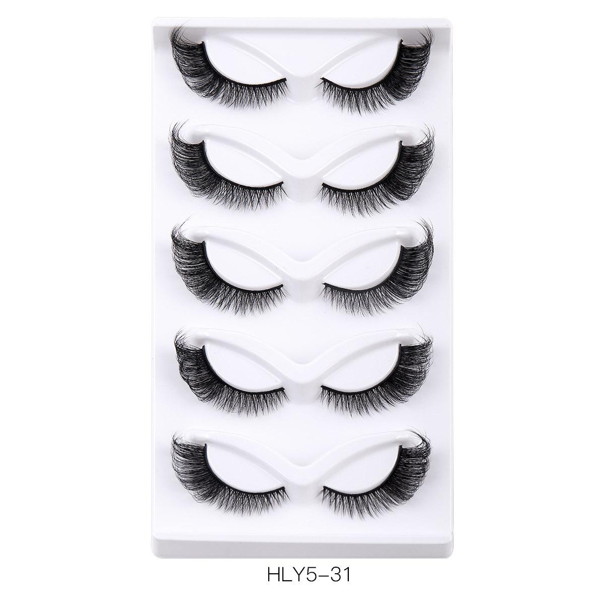 

5 Pairs Of Oblique Flying Fox False Eyelashes, Natural Thick End Of The Eyes, Extended Eyelashes
