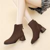Autumn and Winter New Black Velvet Thick-heeled Short Boots Suede Thin Boots Square High-heeled Chelsea Boots Cotton Shoes