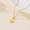 18K Gold Stainless Steel Heart Pendant Necklace - Smooth, Irregular Design, Fashionable and Simple.