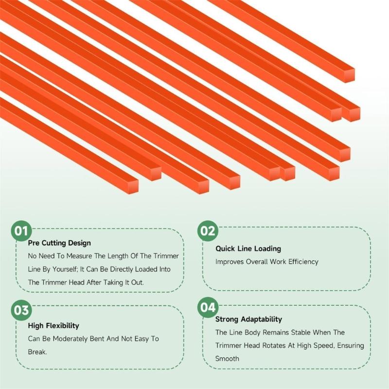 25Pcs Nylon Pre Cut Trimmer Line 18.5inch Long Cutting Trimmer Line for Walk Behind String Mower Accessories Enduring