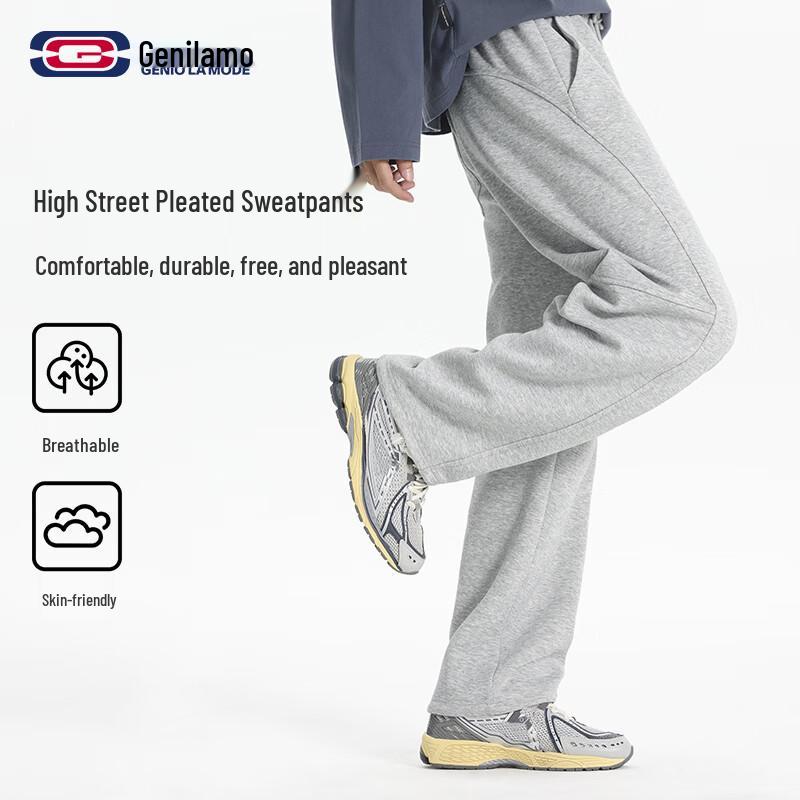 

GENIOLAMODE Men s Pleated Straight-Leg Sweatpants XL